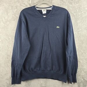 Lacoste Crew Neck Sweater Men's Size 6 XL Navy Blue Long Sleeve Basic Logo